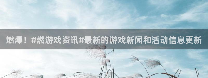 欧博娱乐注册开户：燃爆！#燃游戏资讯#最新的游戏新闻和活动信